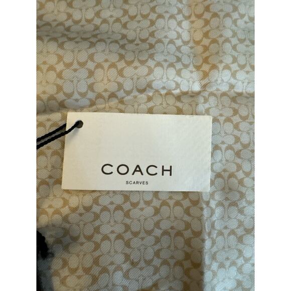 NEW COACH 100% SILK LOGO BEIGE GOLD 21 " SQUARE SCARF - Picture 3 of 5